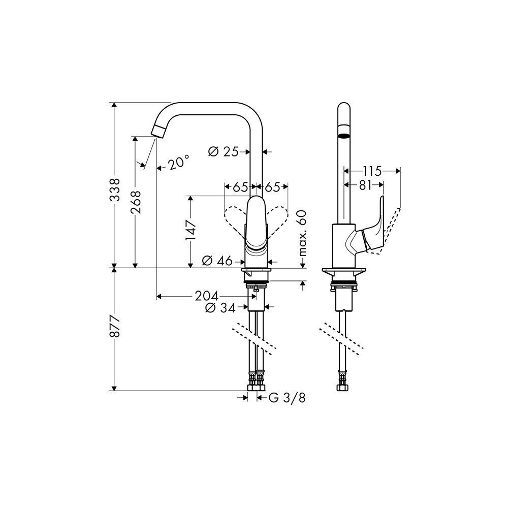 Köögisegisti Hansgrohe HG Focus 260, 31820800 цена и информация | Köögisegistid | kaup24.ee