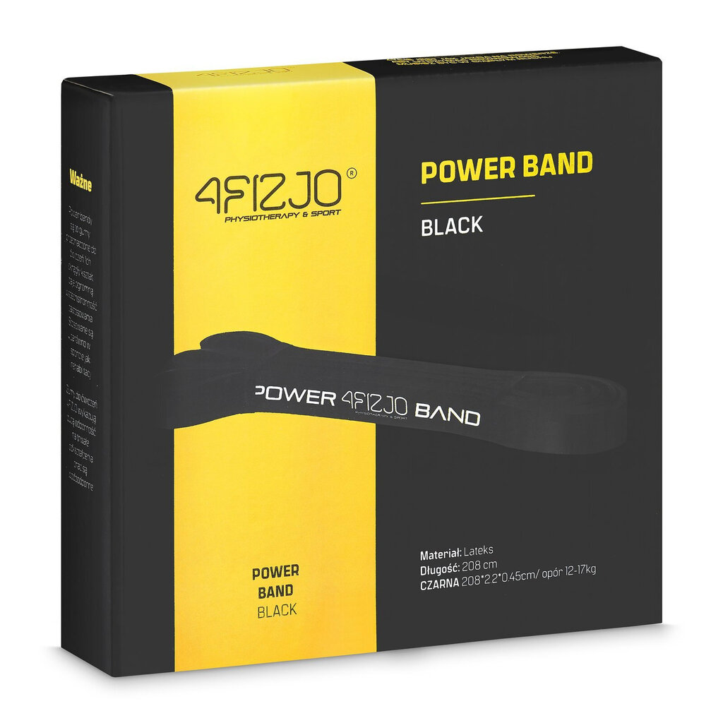 Vastupidavuskumm Power Band 4Fizjo, must hind ja info | Treeningkummid | kaup24.ee