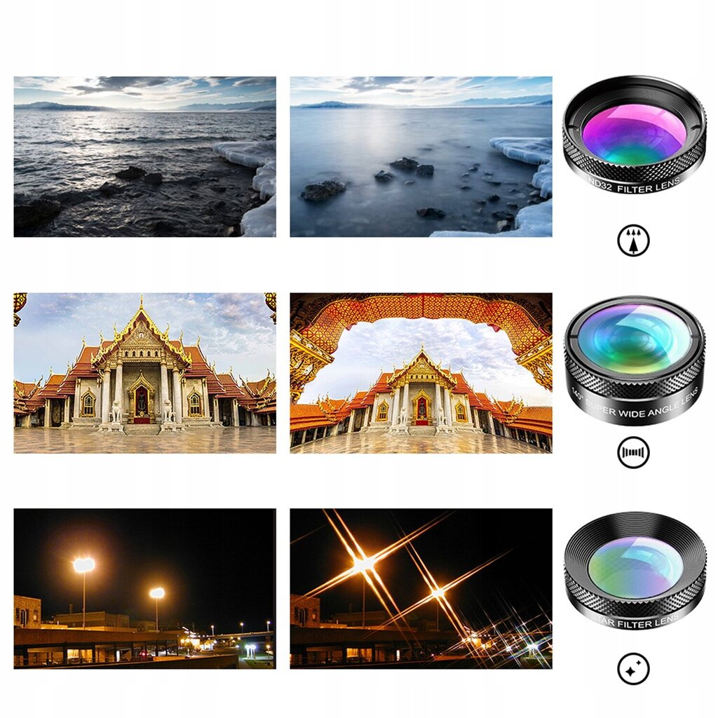 Telefoni objektiivi komplekt Apexel, 6 tk. hind ja info | Mobiiltelefonide lisatarvikud | kaup24.ee