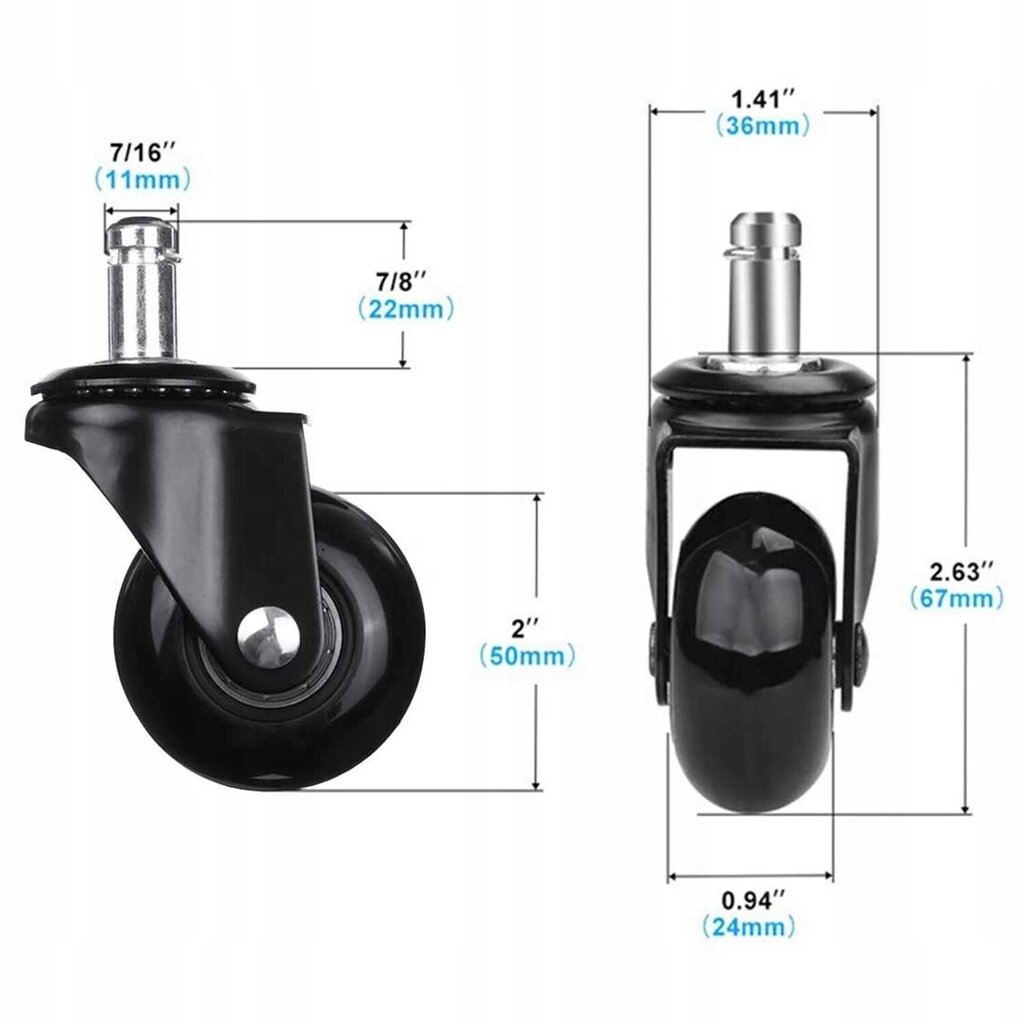 Kummist rattad toolile, 5 tk hind ja info | Mööblirattad | kaup24.ee