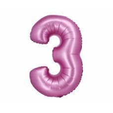 Воздушный шарик Beauty & Charm из фольги, цифра 3, цвет атласно-розовый, 76 см цена и информация | Воздушные шары | kaup24.ee