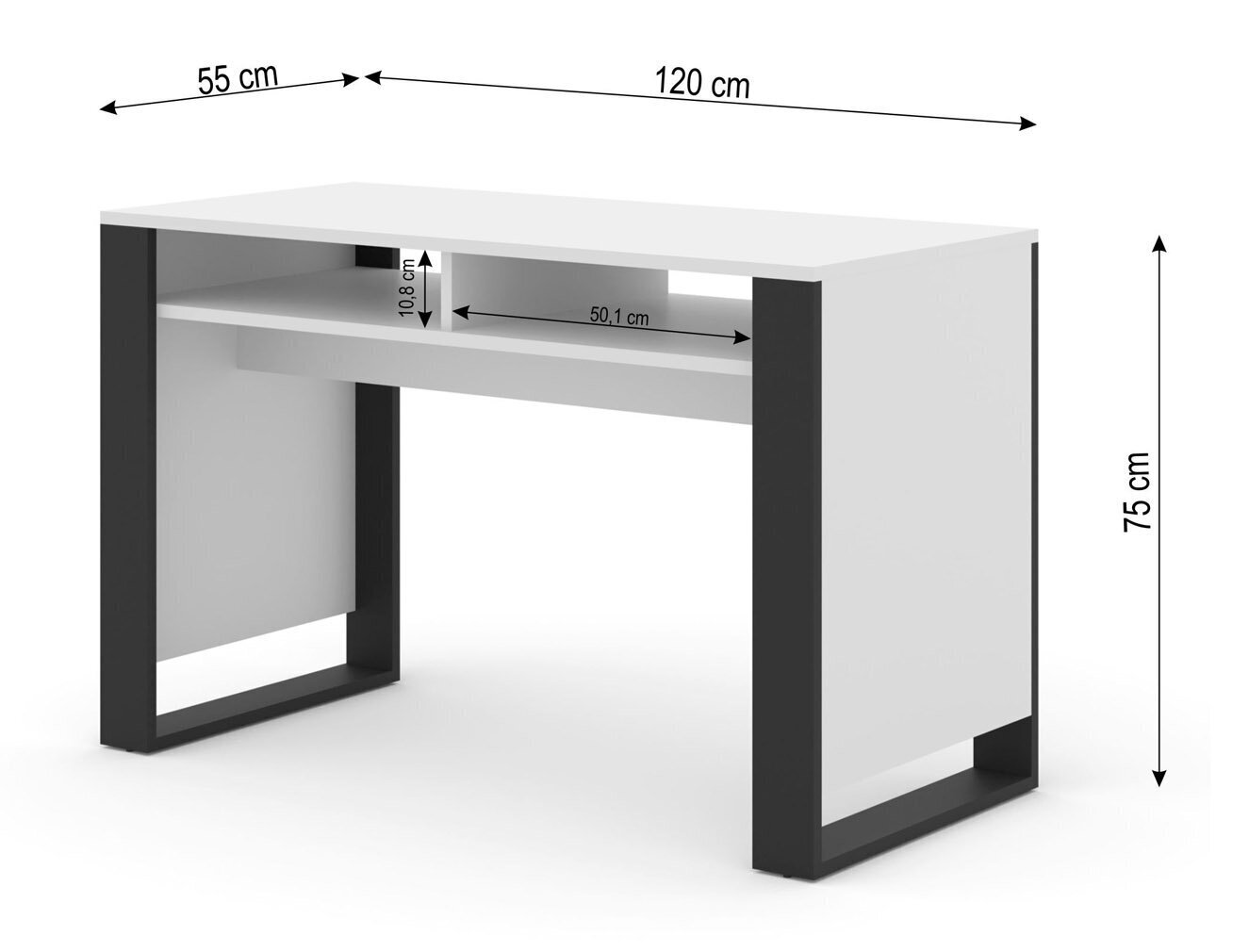 Kirjutuslaud Mondi, 120x55x75 cm, valge цена и информация | Arvutilauad, kirjutuslauad | kaup24.ee