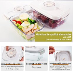 Вакуумные коробки для хранения Annalocker, 2 шт., 1100ml/2200ml, 1 ручной насос, белые/прозрачные цена и информация | Посуда для хранения еды | kaup24.ee
