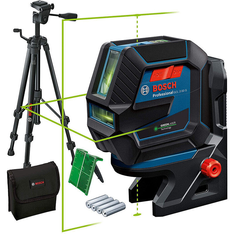 Ristjoon lasernivoo Bosch GCL 2-50 G, BT 150 0601066M01 hind ja info | Käsitööriistad | kaup24.ee