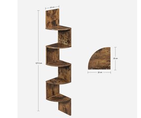 Tööstusdisainiga nurgariiul Muf-Art, 127x20x20, pruun hind ja info | Riiulid | kaup24.ee