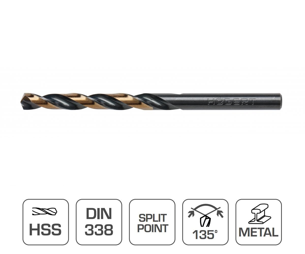 Puurid metallile ∅6,0mm HSS / DIN338, 10 tk, Hogert – HT6D852 hind ja info | Akutrellid ja akukruvikeerajad | kaup24.ee