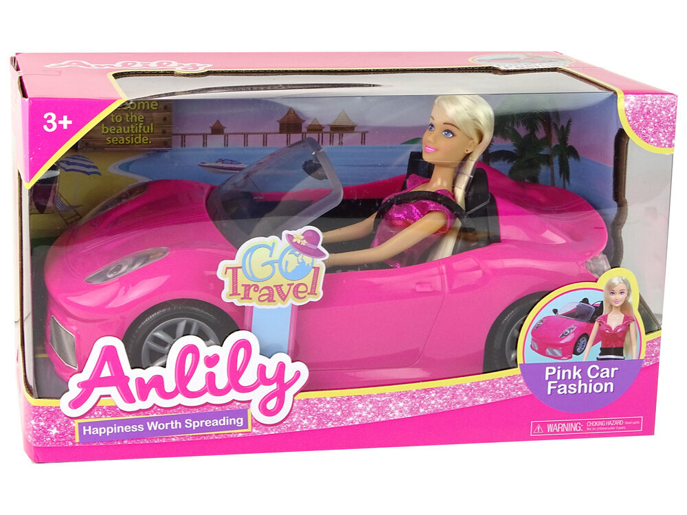 Nuku ja auto komplekt, roosa цена и информация | Tüdrukute mänguasjad | kaup24.ee