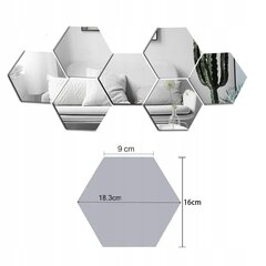 Kuusnurkne dekoratiivne peegel, 8 tk., 18,3x16x9 cm hind ja info | Peeglid | kaup24.ee