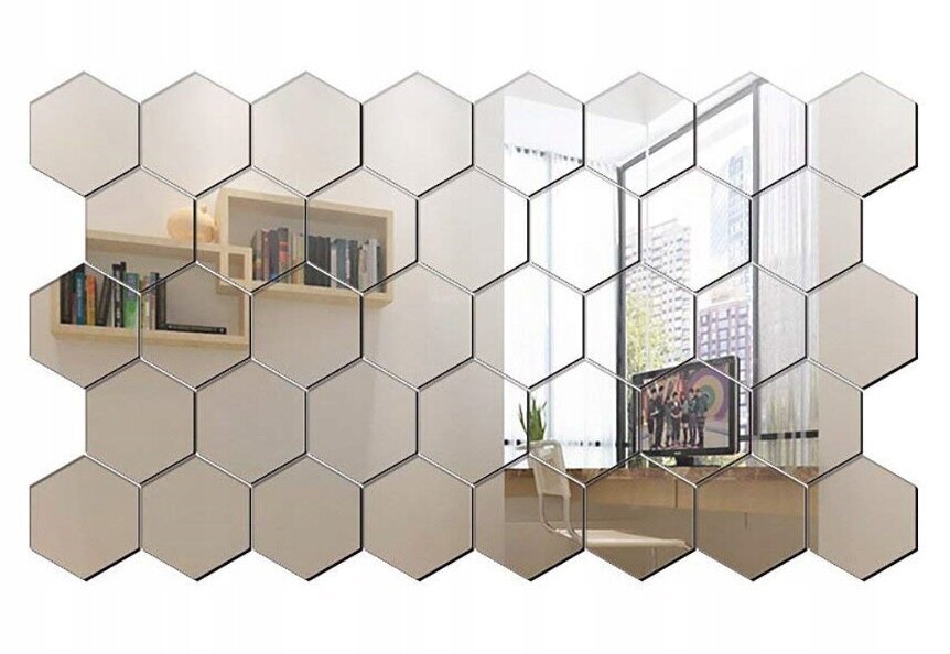 Kuusnurkne dekoratiivne peegel, 8 tk., 18,3x16x9 cm hind ja info | Peeglid | kaup24.ee
