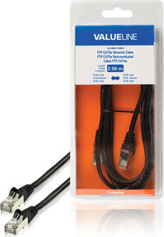 Valueline VLCB85110B20 FTP Cat5e RJ45-RJ45, must, 2m цена и информация | Kaablid ja juhtmed | kaup24.ee