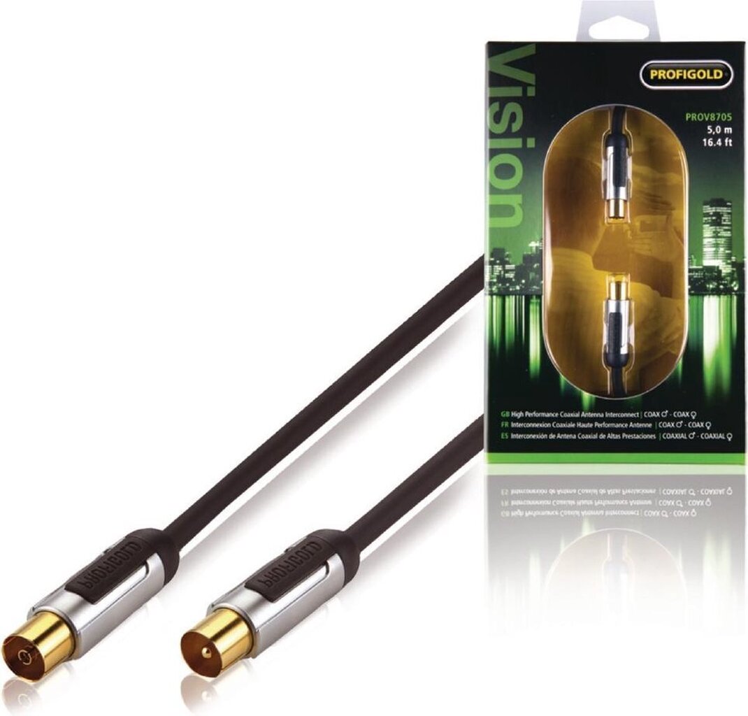 Profigold PROV8705 Antennikaabel Coax otsik- Coax pesa 100Hz 5m цена и информация | Kaablid ja juhtmed | kaup24.ee