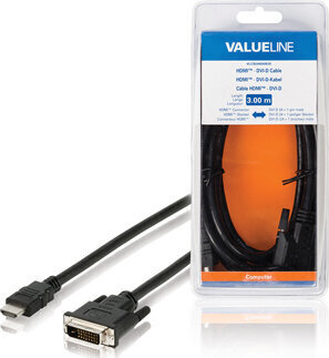 Videokaabel HDMI M - DVI-D (24+1) M, 3m, must цена и информация | Kaablid ja juhtmed | kaup24.ee