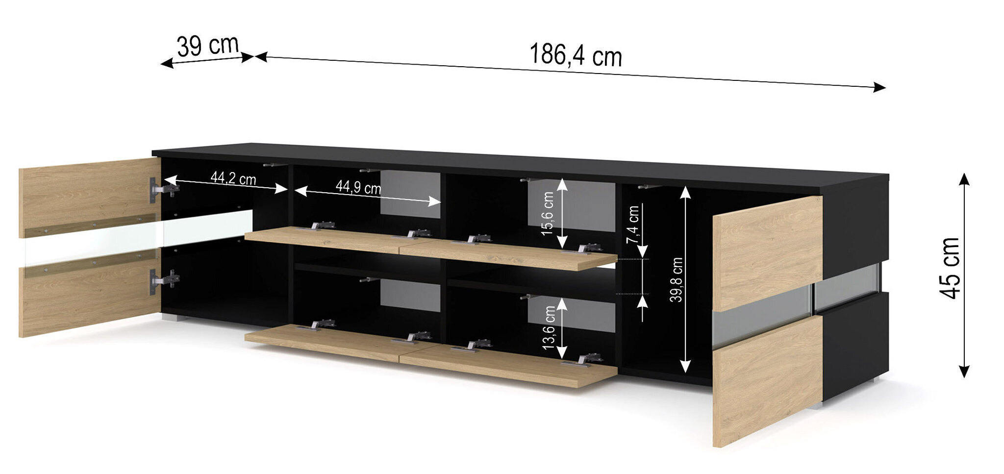 Tv-laud koos Led valgustusega Viper, 186 cm, must hind ja info | TV alused | kaup24.ee