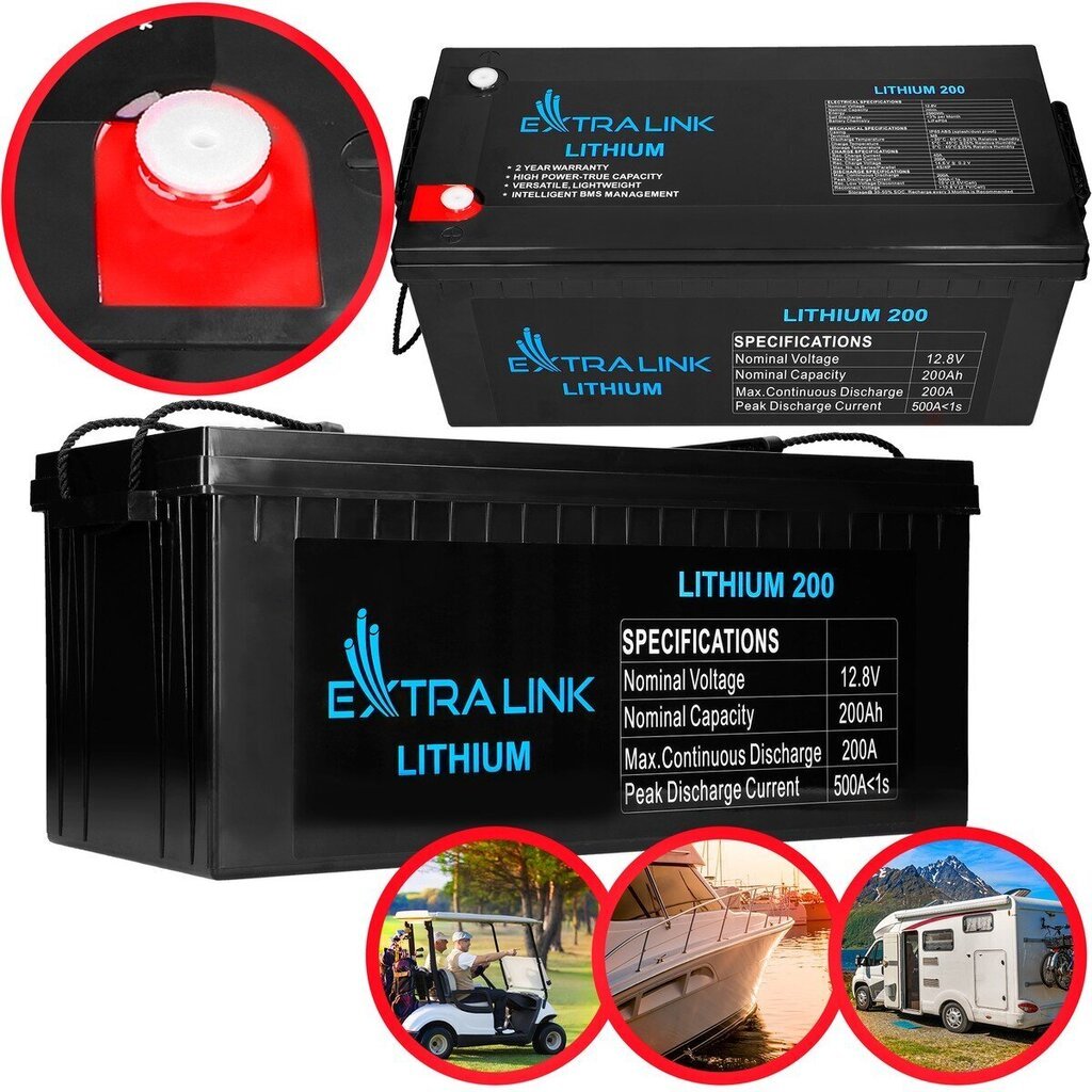 Aku Extralink LiFePo4 200Ah 12,8V, Bms hind ja info | Akud | kaup24.ee