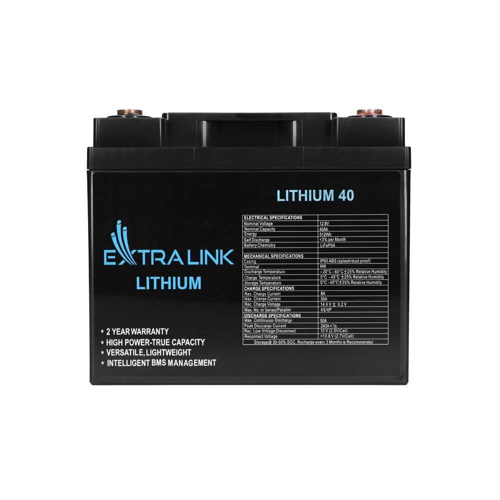 Aku Extralink LiFePo4 40Ah 12,8V, Bms цена и информация | Akud | kaup24.ee