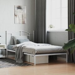vidaXL metallist voodiraam peatsiga, valge, 100x200 cm hind ja info | Voodid | kaup24.ee