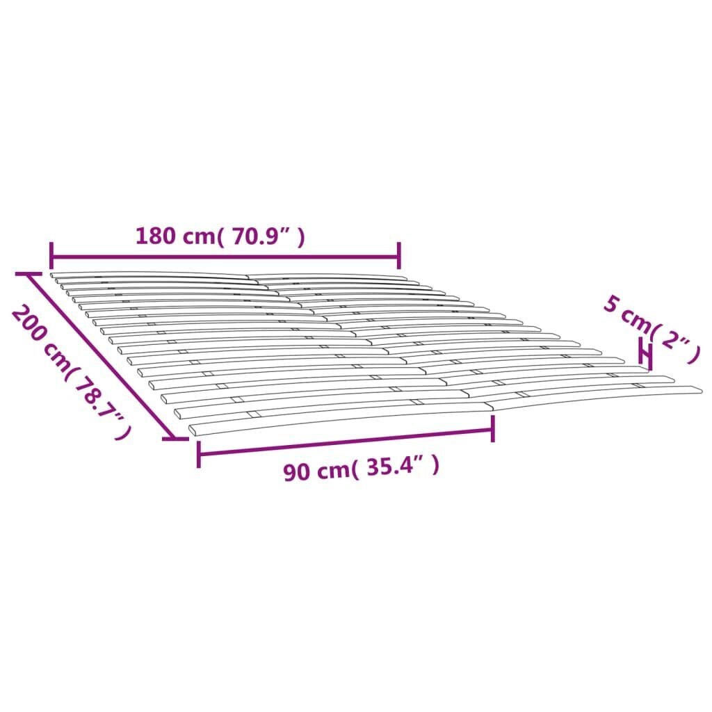 vidaXL liistudega voodipõhjad 34 liistuga 2 tk 90x200 cm цена и информация | Muud mööblitarvikud | kaup24.ee