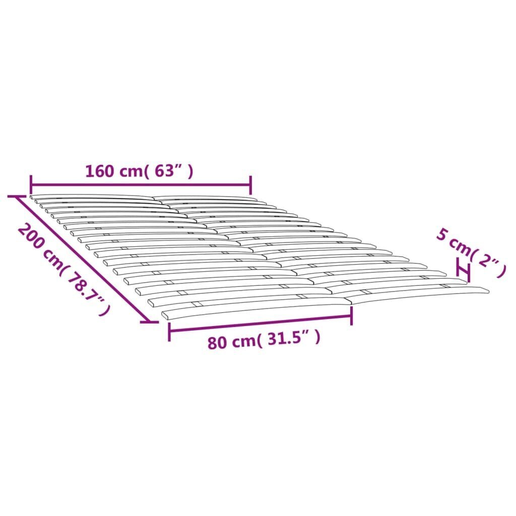 vidaXL liistudega voodipõhjad 34 liistuga 2 tk 80x200 cm hind ja info | Muud mööblitarvikud | kaup24.ee