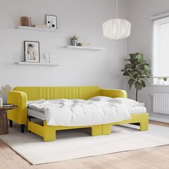 vidaXL diivanvoodi väljatõmmatava osaga, kollane, 80x200 cm, samet цена и информация | Кровати | kaup24.ee