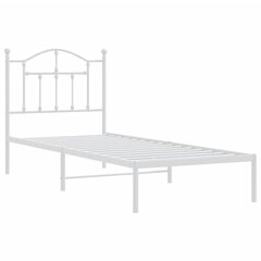 vidaXL metallist voodiraam peatsiga, valge, 90 x 190 cm цена и информация | Кровати | kaup24.ee