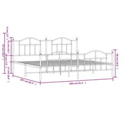 vidaXL metallist voodiraam peatsi ja jalutsiga, valge, 200 x 200 cm цена и информация | Кровати | kaup24.ee