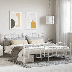 vidaXL metallist voodiraam peatsi ja jalutsiga, valge, 200 x 200 cm цена и информация | Кровати | kaup24.ee