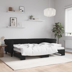 vidaXL diivanvoodi väljatõmmatava osaga, must, 80x200 cm, samet цена и информация | Кровати | kaup24.ee