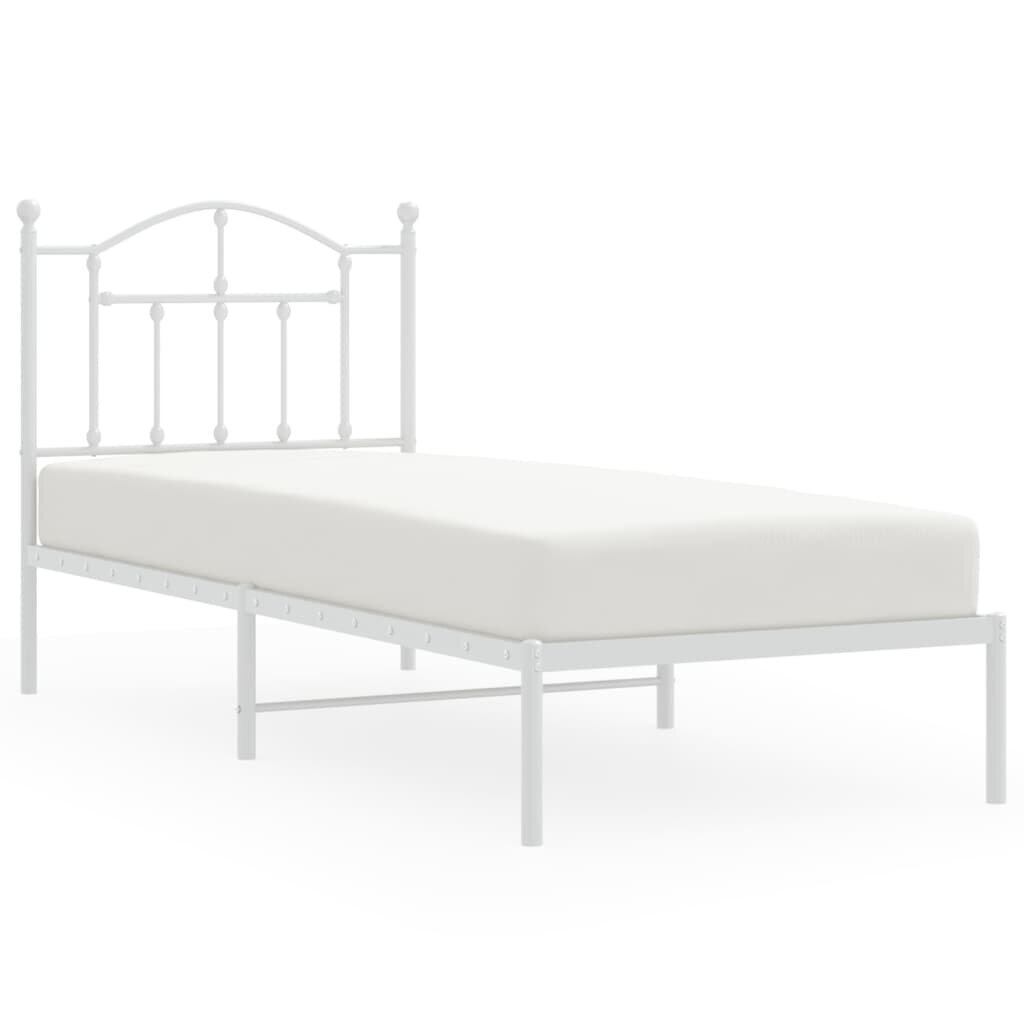 vidaXL metallist voodiraam peatsiga, valge, 80x200 cm hind ja info | Voodid | kaup24.ee