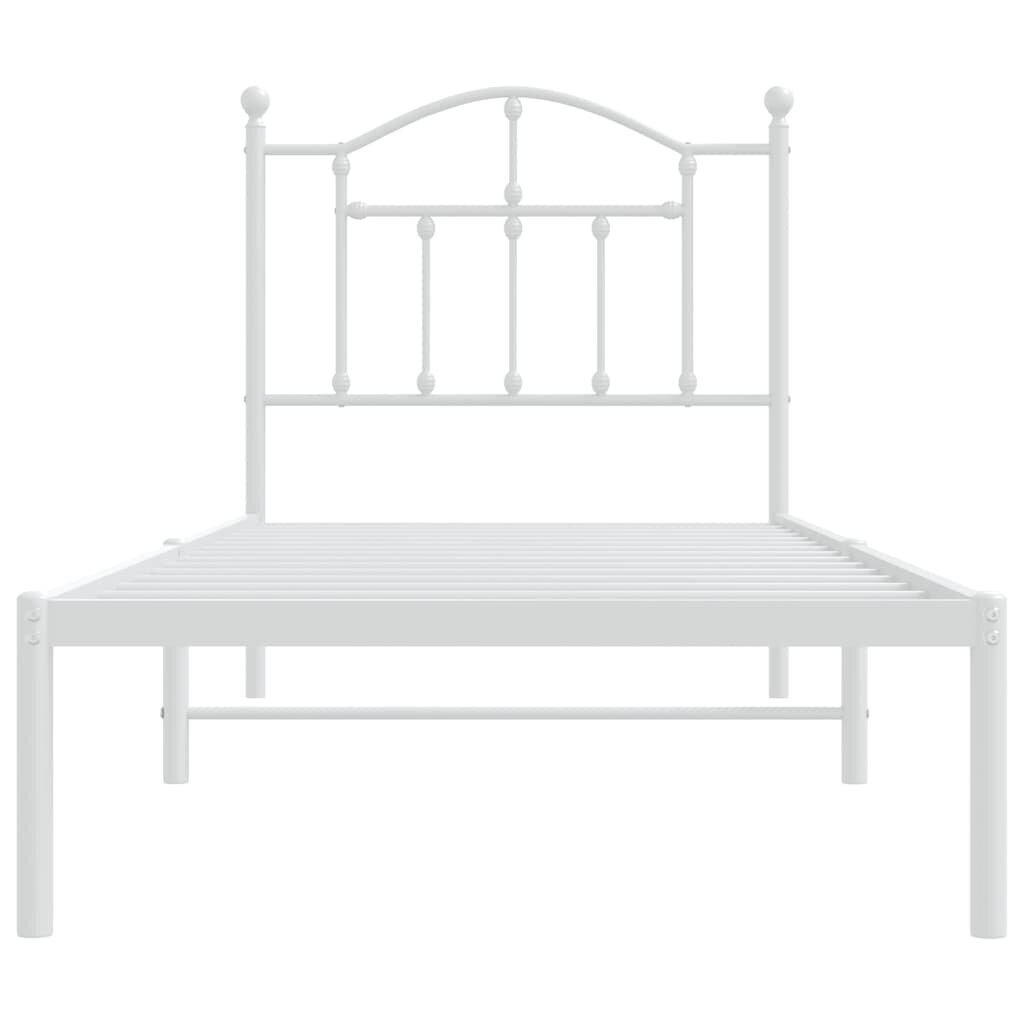 vidaXL metallist voodiraam peatsiga, valge, 80x200 cm hind ja info | Voodid | kaup24.ee