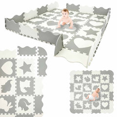 Набор головоломок из пенопласта "Животные" XXL 150x150 серый-светло-серый цена и информация | Коврики для младенцев | kaup24.ee