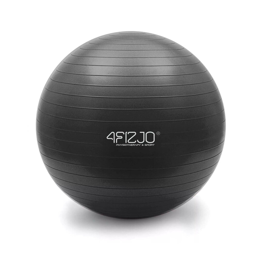 Gymnastiline täispuhutav pall 4fizjo, 75 cm, Must hind ja info | Võimlemispallid | kaup24.ee
