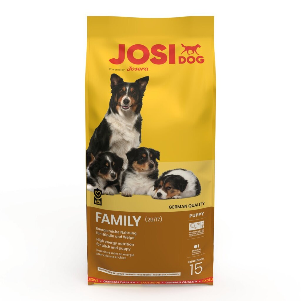 Kuivtoit koertele JosiDog Family kutsikatele ja imetavatele koertele, 15 kg hind ja info | Kuivtoit koertele | kaup24.ee