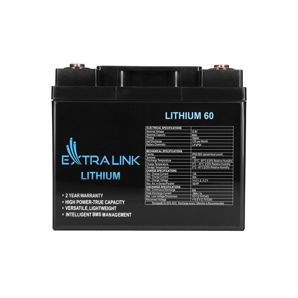 Aku Extralink LiFePo4 60Ah 12.8V, Bms цена и информация | Akud | kaup24.ee