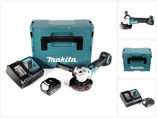Аккумуляторная угловая шлифовальная машина Makita DGA 504 RF1J, 18 В, с аккумулятором и блоком для зарядки цена и информация | Шлифовальные машины | kaup24.ee