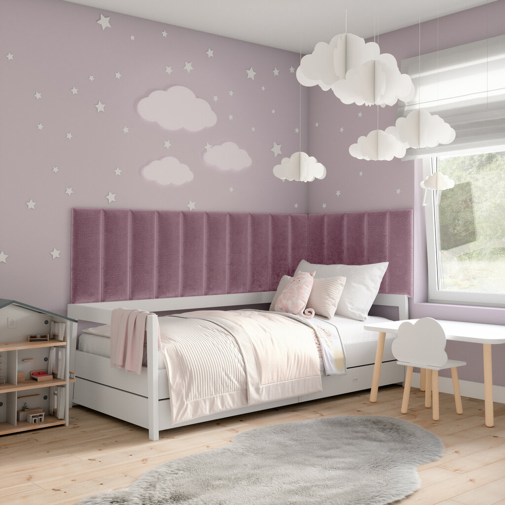 Pehmete seinapaneelide komplekt Eltap Quadratta, 300x60 cm, roosa цена и информация | Pehmed seinapaneelid | kaup24.ee