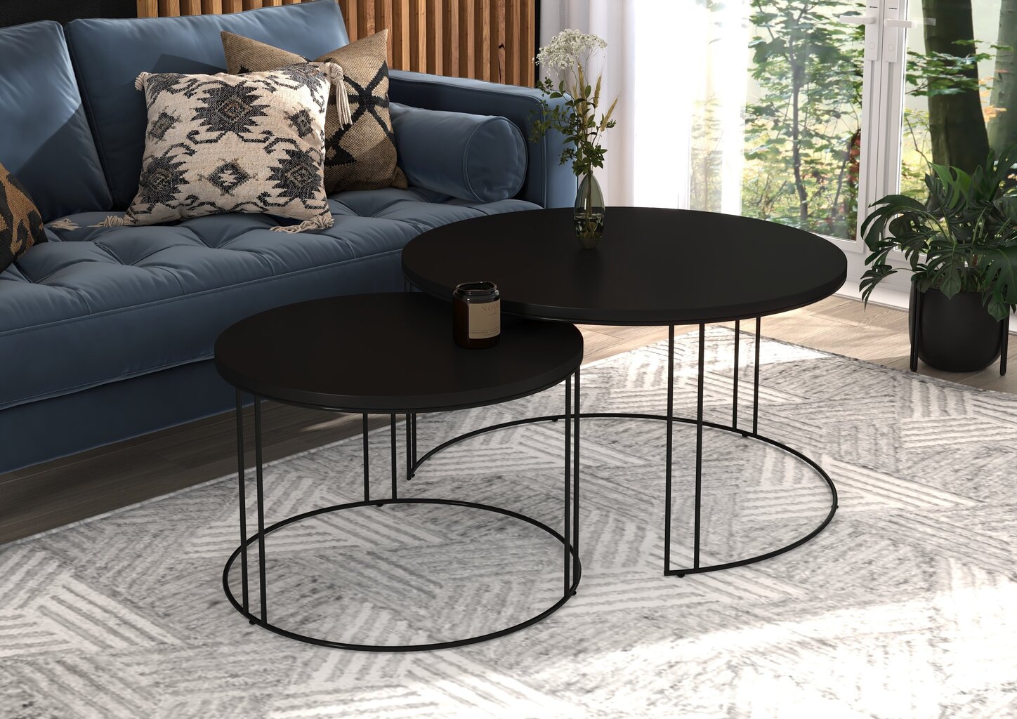 Diivanilaua komplekt Adrk Furniture Etta, must hind ja info | Diivanilauad | kaup24.ee