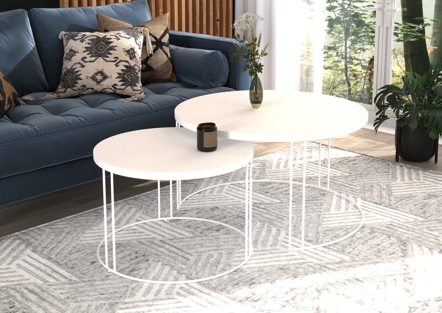 Diivanilaua komplekt Adrk Furniture Etta, valge hind ja info | Diivanilauad | kaup24.ee