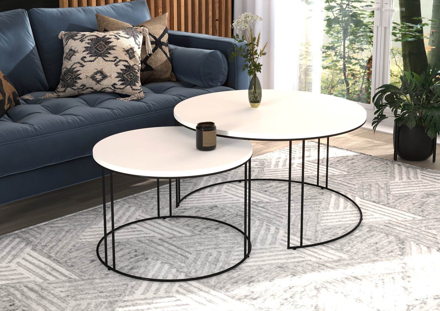 Diivanilaua komplekt Adrk Furniture Etta, valge/must hind ja info | Diivanilauad | kaup24.ee