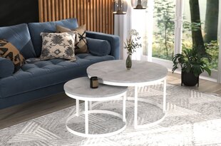 Diivanilaua komplekt Adrk Furniture Okin, hall/valge hind ja info | Diivanilauad | kaup24.ee