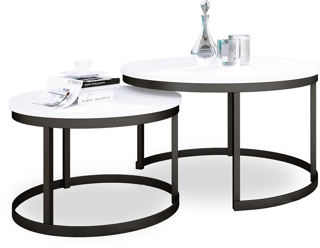 Diivanilaua komplekt Adrk Furniture Okin, valge/must hind ja info | Diivanilauad | kaup24.ee