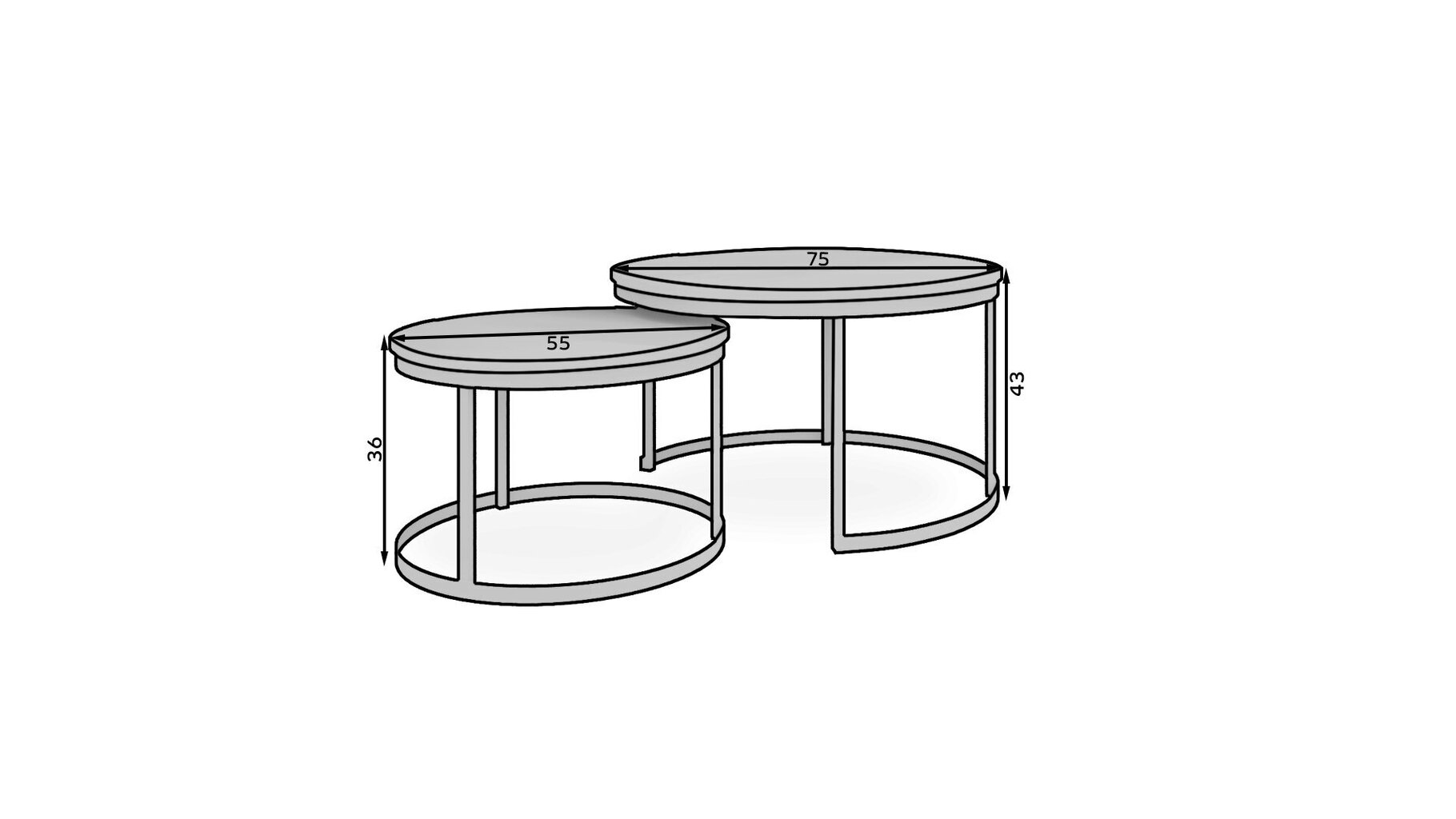 Diivanilaua komplekt Adrk Furniture Okin, hall/must цена и информация | Diivanilauad | kaup24.ee