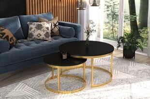 Комплект кофейных столиков ADRK Furniture Okin, черный/золотой цвет цена и информация | Журнальные столики | kaup24.ee