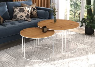 Diivanilaua komplekt Adrk Furniture Etta, pruun/valge hind ja info | Diivanilauad | kaup24.ee