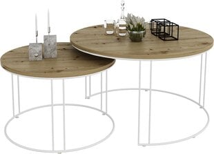 Комплект кофейных столиков ADRK Furniture Etta, коричневый/белый цвет цена и информация | Журнальные столики | kaup24.ee