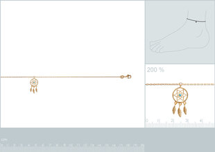 Цепочка на ногу с золотым покрытием 750°, 25 см, произведено во Франции цена и информация | Женские браслеты | kaup24.ee