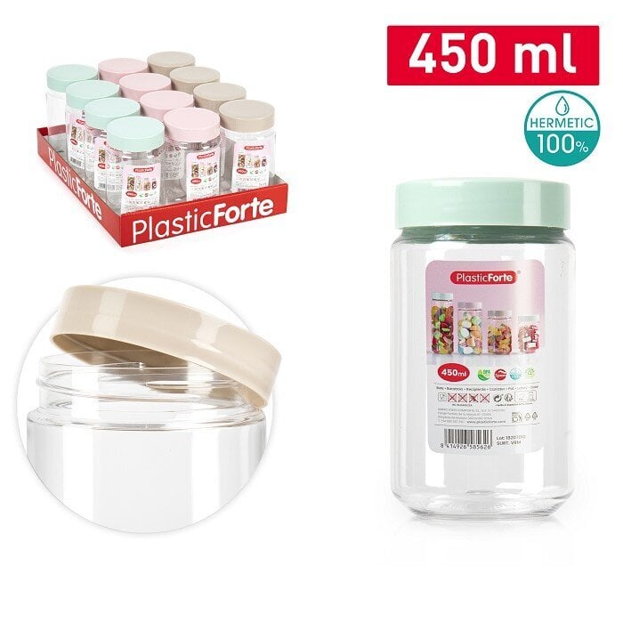 Plastic Forte, purk kaanega, 450 ml hind ja info | Toidu säilitusnõud | kaup24.ee