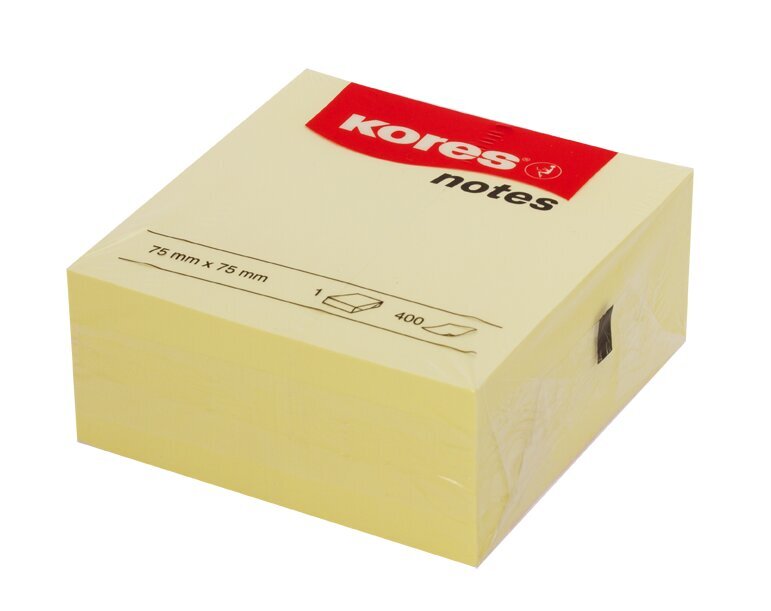 Märkmepaber Kores 75x75mm, kollane, 400 lehte цена и информация | Kirjatarbed | kaup24.ee