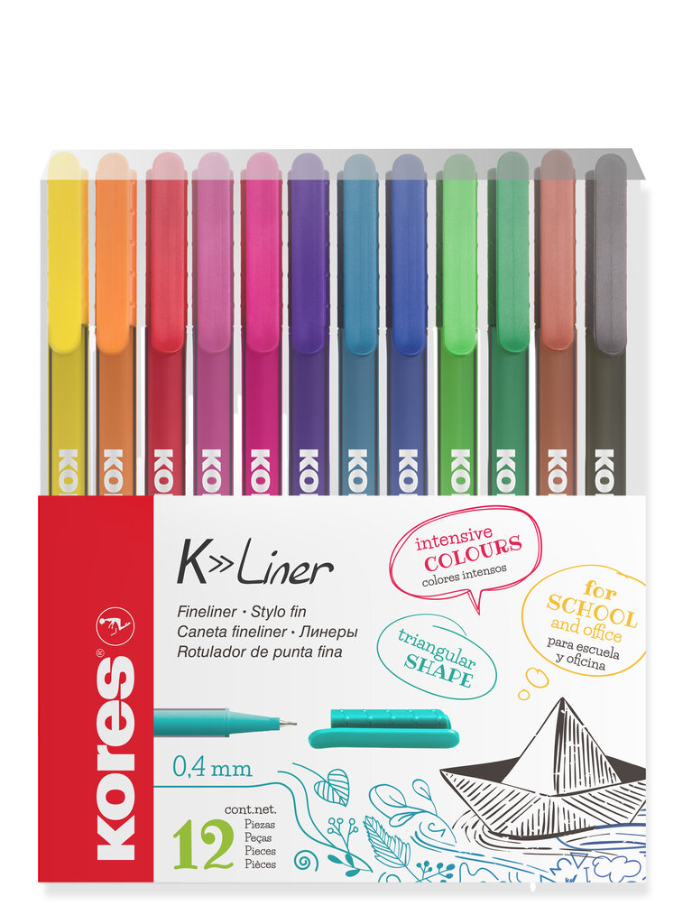 Pastapliiats Kores K-Liner 0.4 mm, 12 värvi hind ja info | Kirjutusvahendid | kaup24.ee