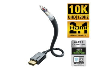 Kaabel Inakustik Ultra High Speed HDMI 2.1 with Ethernet, 1.0 m цена и информация | Кабели и провода | kaup24.ee