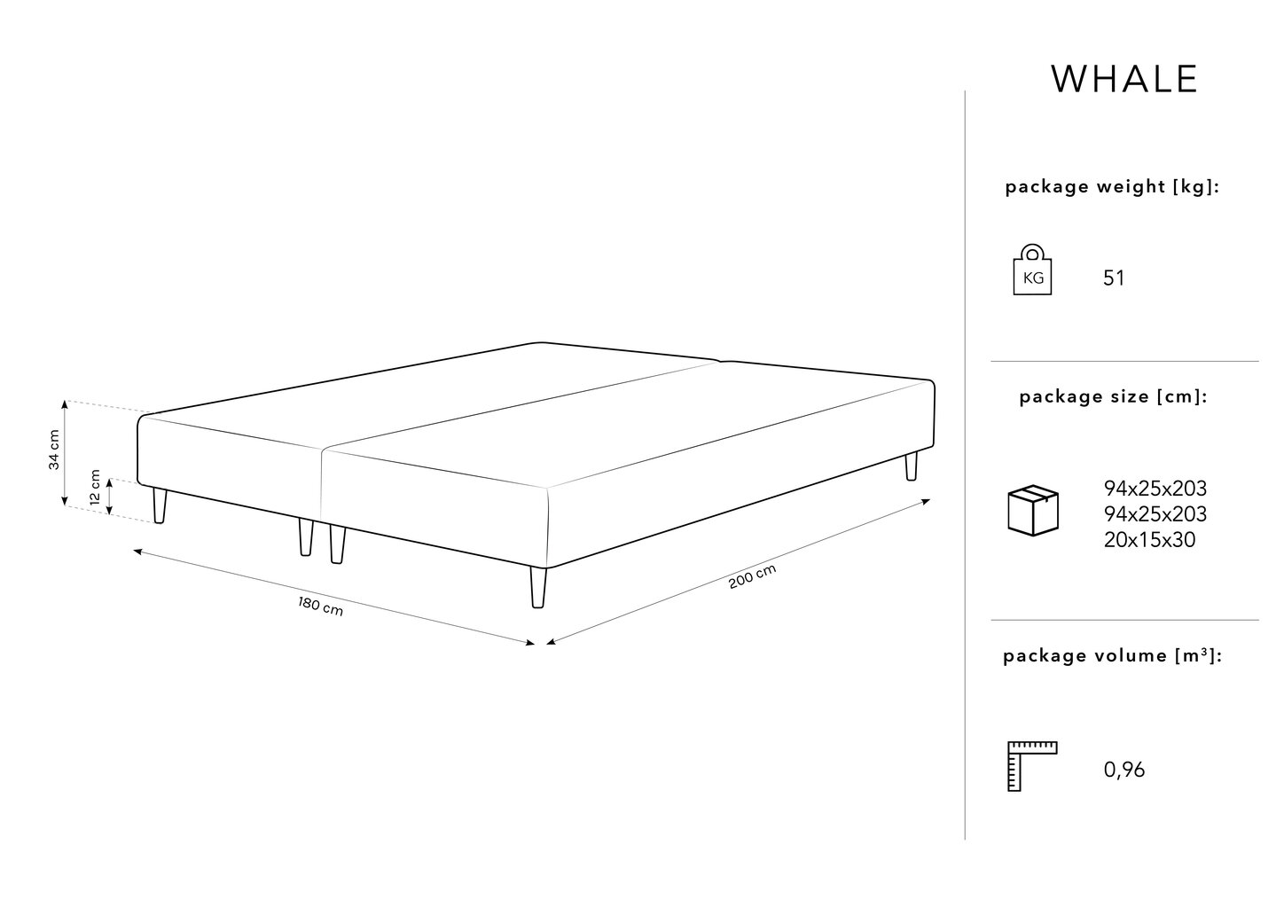 Voodi Micadoni Home Whale, 200x180x34 cm, punane hind ja info | Voodid | kaup24.ee